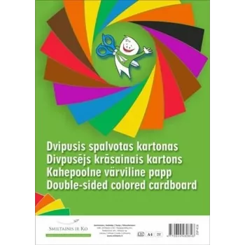 SMLT kartonas A4 190 g/m² dvipusis spalvotas, pakuotė spausdinimui ir rankdarbiams