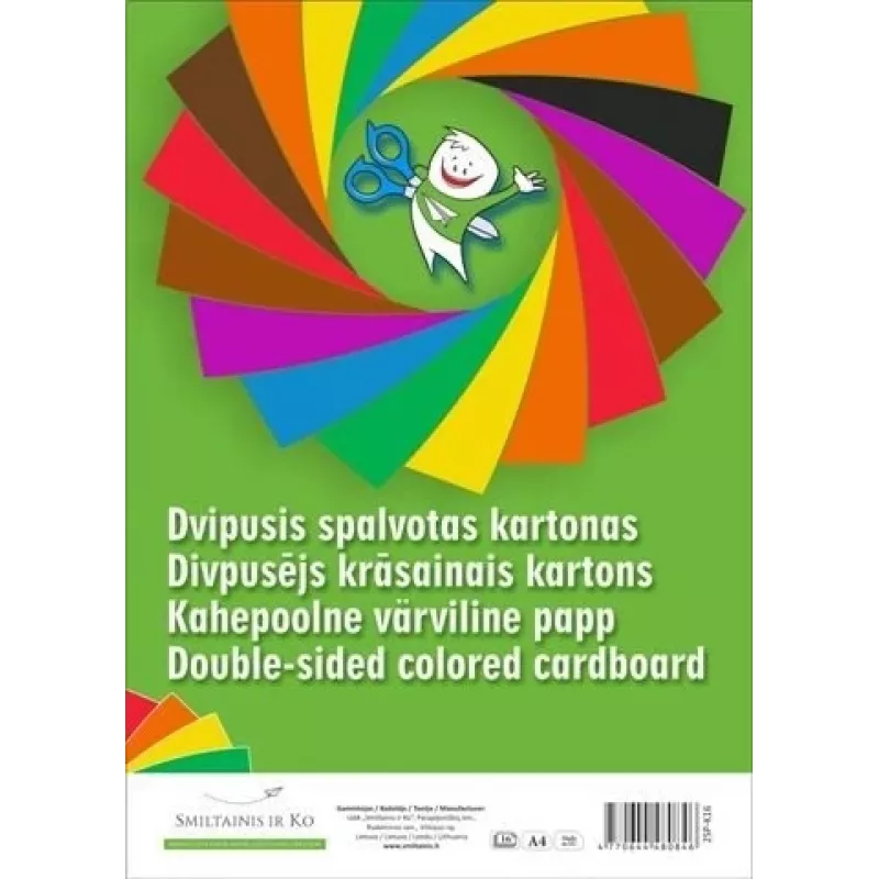 SMLT kartonas A4 190 g/m² dvipusis spalvotas, pakuotė spausdinimui ir rankdarbiams