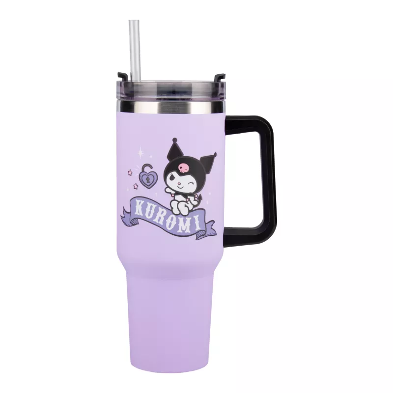Paladone Hello Kitty Kuromi 900ml izoliuotas puodelis ir šiaudelis
