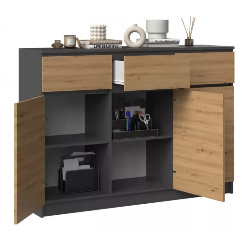 3D3S komoda 120x40x97 cm, antracitas/artisan