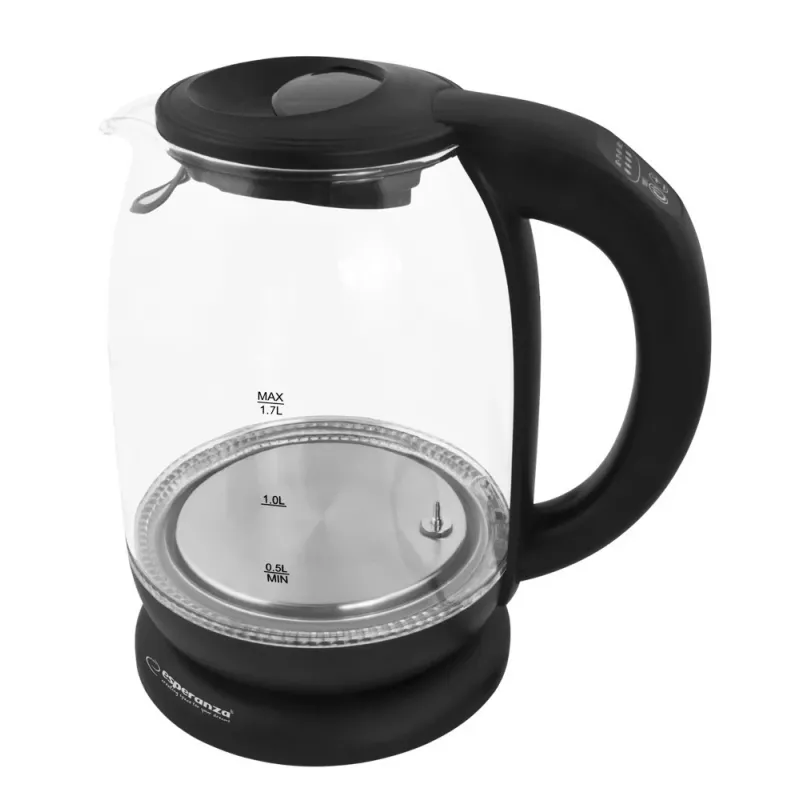 Esperanza EKK027 elektrinis virdulys 1,7 L 2200 W juodas, permatomas
