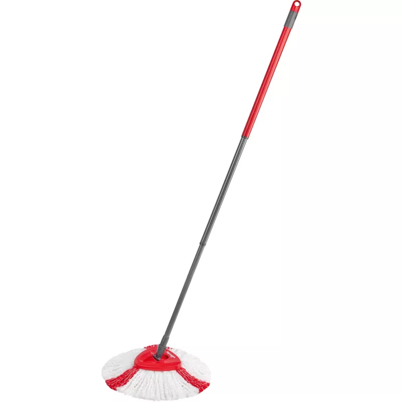 Šluota VILEDA EasyWring & Clean Turbo, raudonas technopolimero kibiras, nuimama plaunama mikro pluošto šluostė, kietoms grindims