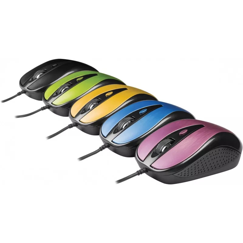 USB laidinė pelė, 4 mygtukai, optinė, simetriška, mėlyna
