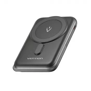 Išorinė baterija Vention 10000mAh Magnetic Wireless 20W, 1×USB-C, belaidis įkrovimas, juoda