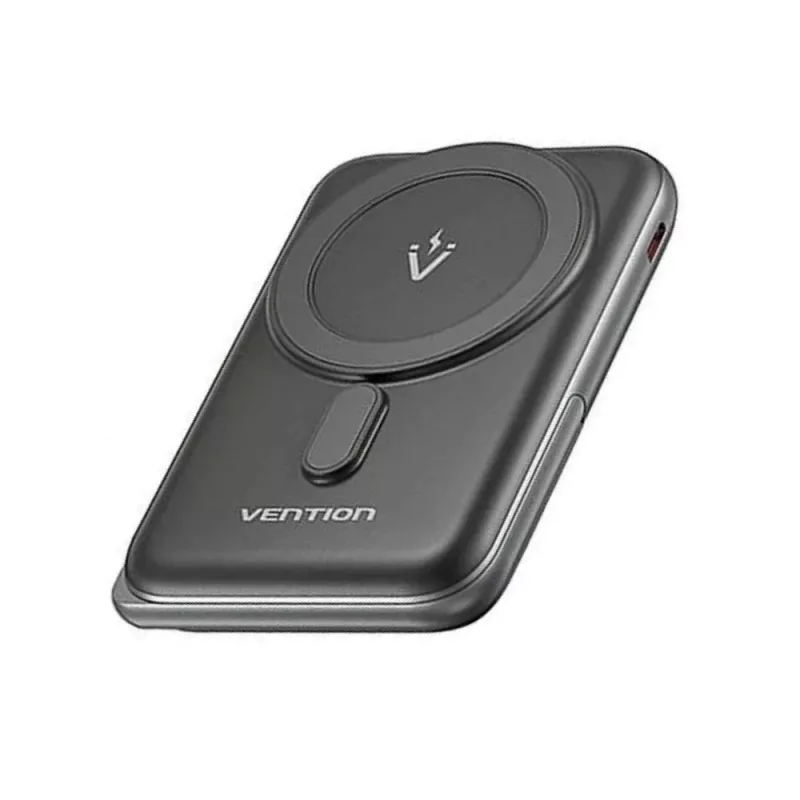 Išorinė baterija Vention 10000mAh Magnetic Wireless 20W, 1×USB-C, belaidis įkrovimas, juoda
