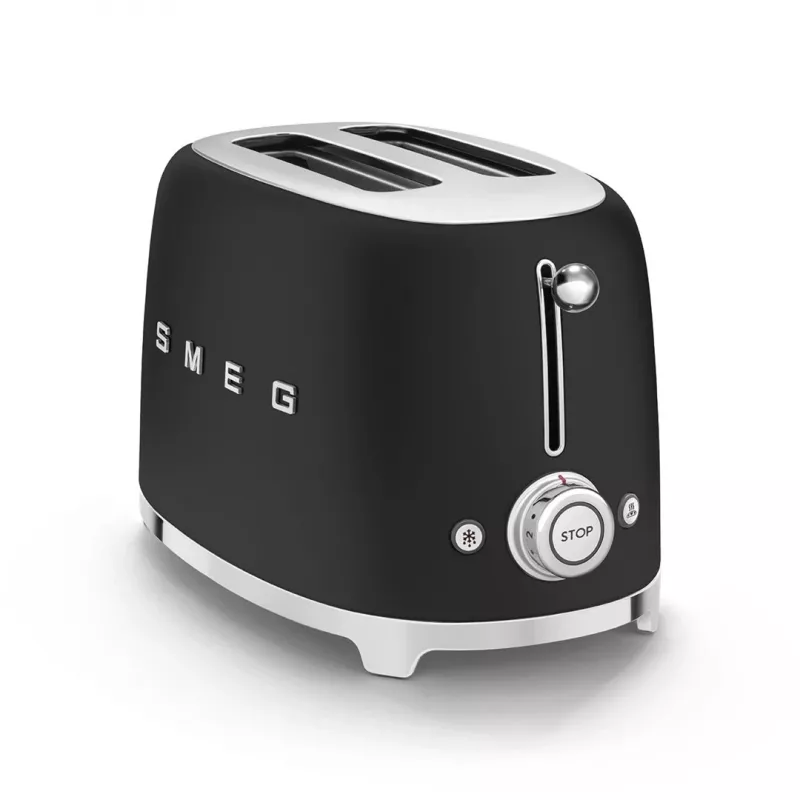Smeg 50's Style TSF01BLMEU skrudintuvas, 2 riekėms, juodas, nerūdijantis plienas