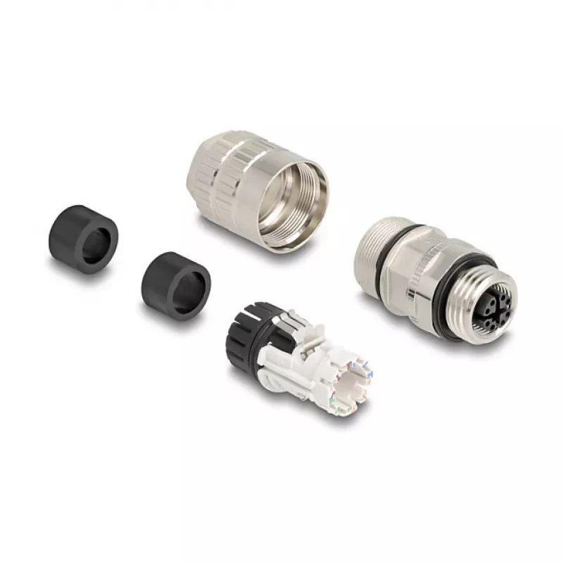 DeLOCK 86056 laido jungtis M12 Juoda Nerūdijantis plienas Moteriška