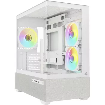Sharkoon MK7 ARGB mATX korpusas 2x stiklas, baltas