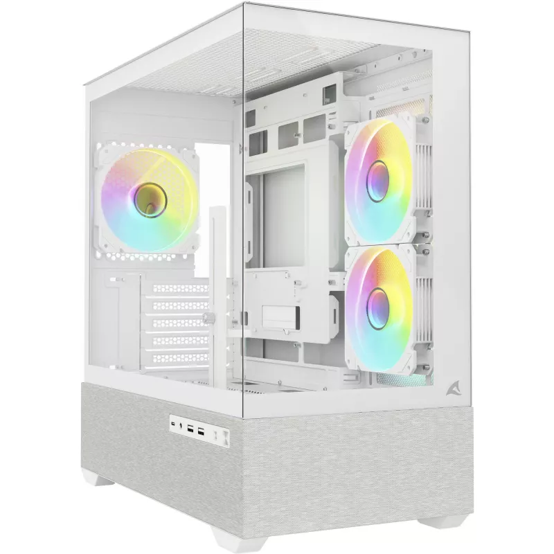 Sharkoon MK7 ARGB mATX korpusas 2x stiklas, baltas