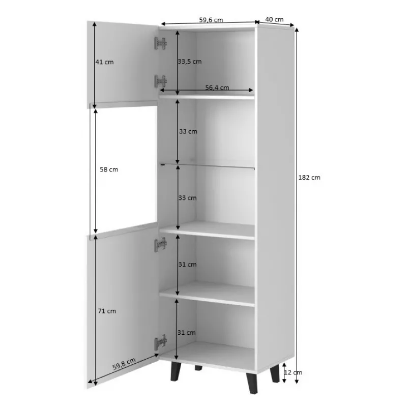 Spintelė cama meble PAFOS 60×40×182 cm balta matinė ant grindų statoma