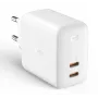 Sieninis įkroviklis Aukey PA-B4 2x USB baltas GaN – kompaktiškas USB maitinimo adapteris su dviem USB prievadais