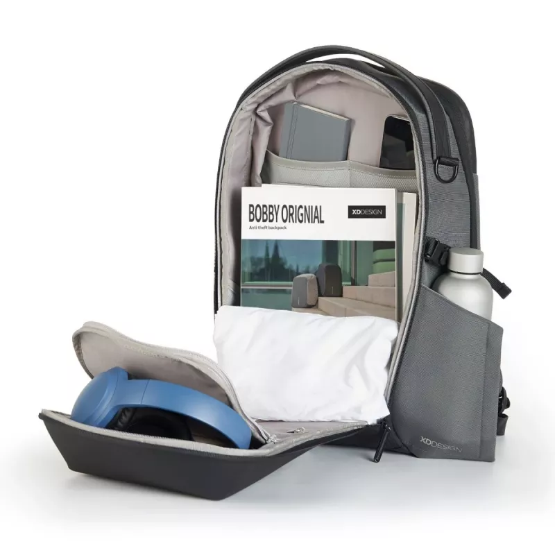 Kuprinė XDDESIGN Bizz pilka P705.932 — atspari vandeniui, lengva miesto kuprinė