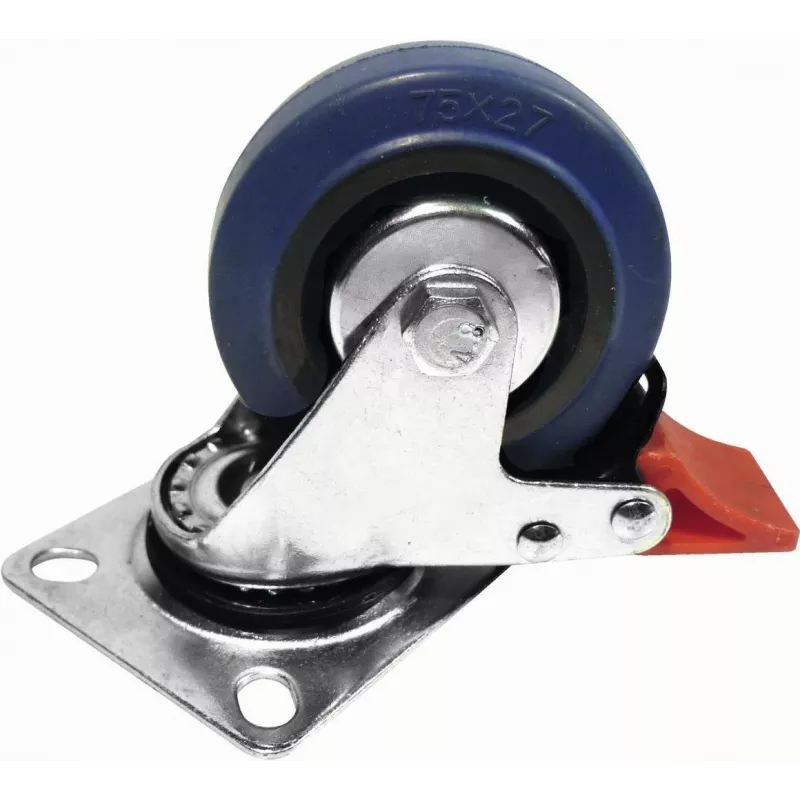 Ratukas Roadinger 75 mm mėlynas su stabdžiu — Roadinger 75 mm pasukamas ratukas su fiksavimo stabdžiu