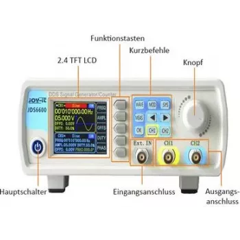 Joy-it JDS6600-LITE funkcijų generatorius maitinamas iš tinklo 15 MHz - 0,01 µHz 2 kanalų Trikampė, Stačiakampė, Signalo, Sinusinė, Lorenco kreivė, laisvai pasirenkama, Impulsinė, Triukšmo (JDS6600-LITE)