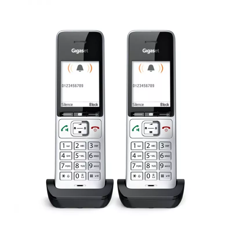 Gigaset COMFORT 500HX duo Analoginis/DECT telefonas su skambučio numerio atpažinimu, juodas, sidabrinis