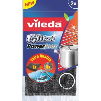 Šveitimo pagalvėlė VILEDA 141656, audinys su nerūdijančiu plienu, pilka, pakuotėje 2 vnt., 115×245×20 mm, 35 g