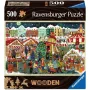 Dėlionė Ravensburger Wooden Puzzle Kalėdų turgus — 500 dalių, medinės detalės