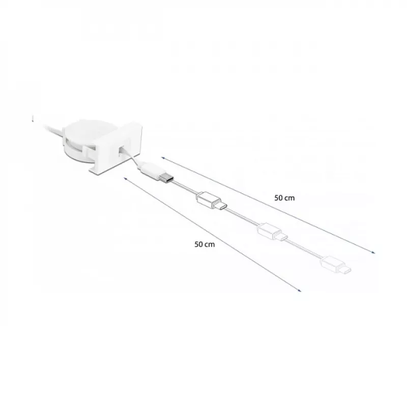 Ištraukiamas laidas DeLOCK Easy 45 USB 2.0 Type-A į Type-C 0,62 m
