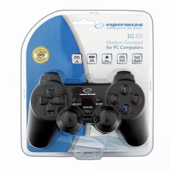 Žaidimų pultas ESPERANZA EG102 laidinis USB 2.0, PC/PlayStation 3 palaikymas, D-pad, vibracija, juoda