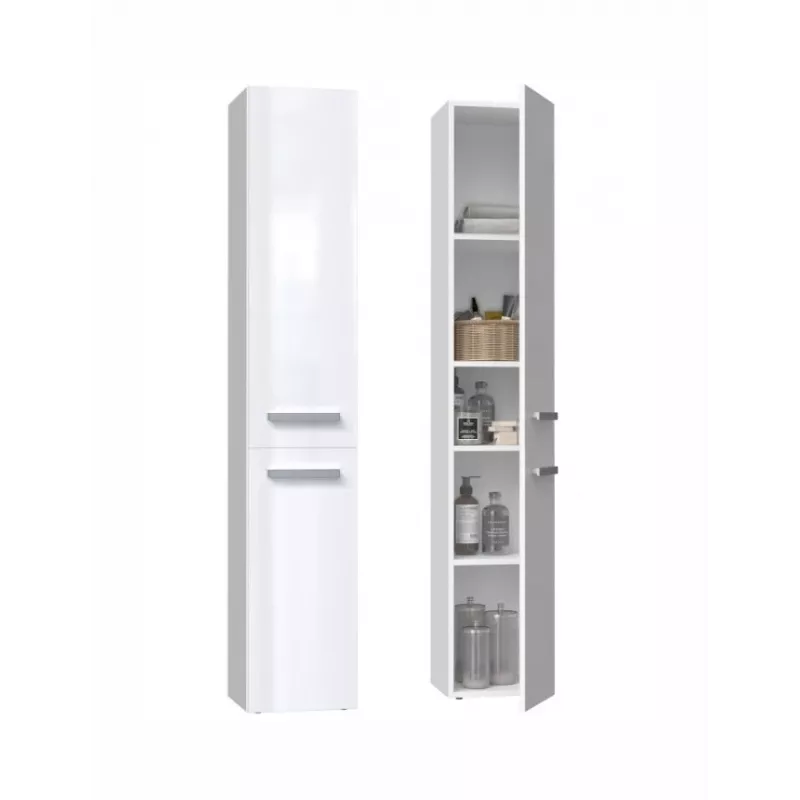 Vonios spintelė-spinta top e shop NEL II BIEL POŁ — laisvai stovinti, 5 lentynos, 310×300×1740 mm, balta