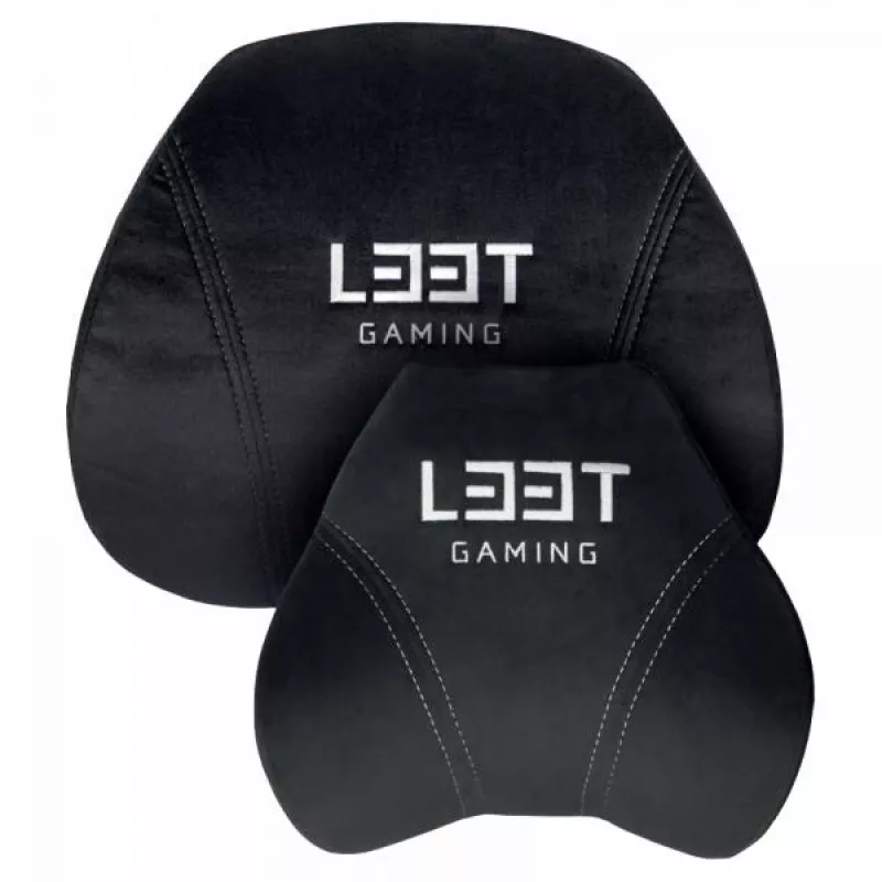 L33T Gaming 160382 Prabangus žaidimų kėdės pagalvėlių rinkinys, Atminties putos, Aksomas, Itin minkštas, Juodas