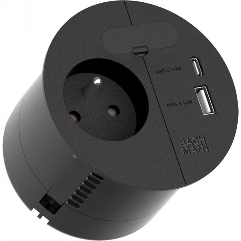 Maitinimo juosta Bachmann 938.202 — 1x UTE, 1x USB A/C 22W, 1x KBD, 2,0 m kabelis, CEE7/7 kištukas