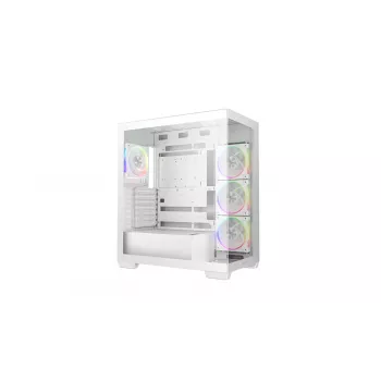 PC Case DeepCool CG580 4F V2 Midi Tower White — ATX, grūdintas stiklas, 3x120 mm šoniniai ventiliatoriai, 360 mm šoninio radiatoriaus palaikymas