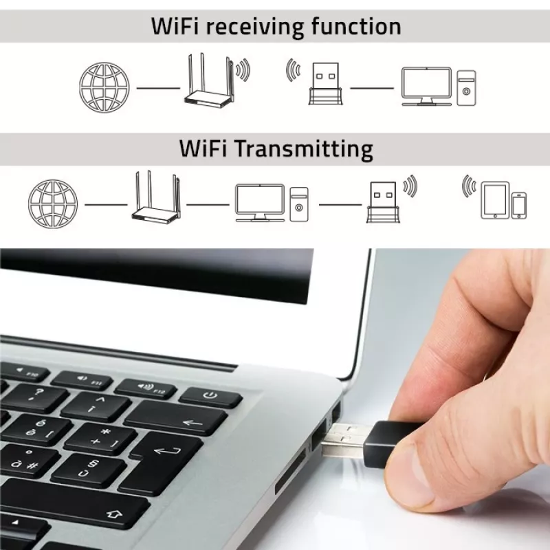 “Wi-Fi” USB adapteris QOLTEC NANO 56986 — mini N, USB 2.0, 802.11n