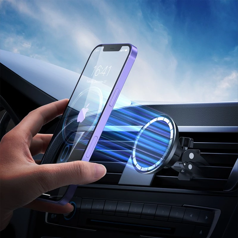 „Crong CRG-CH6-BLK“ magnetinis automobilinis laikiklis su „MagSafe“, skirtas „iPhone 12“ ir naujesniems