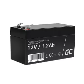Sandari švino rūgšties (VRLA) baterija Green Cell AGM17 12 V 1,2 Ah — 52 mm aukštis, 43×97 mm, 0,5 kg