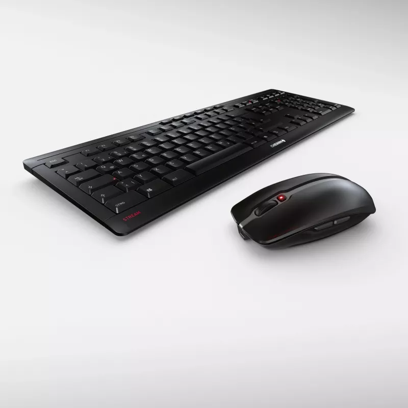 CHERRY Stream Desktop Recharge klaviatūra su pele įskaitant Universal belaidė RF belaidė Nordic Juoda