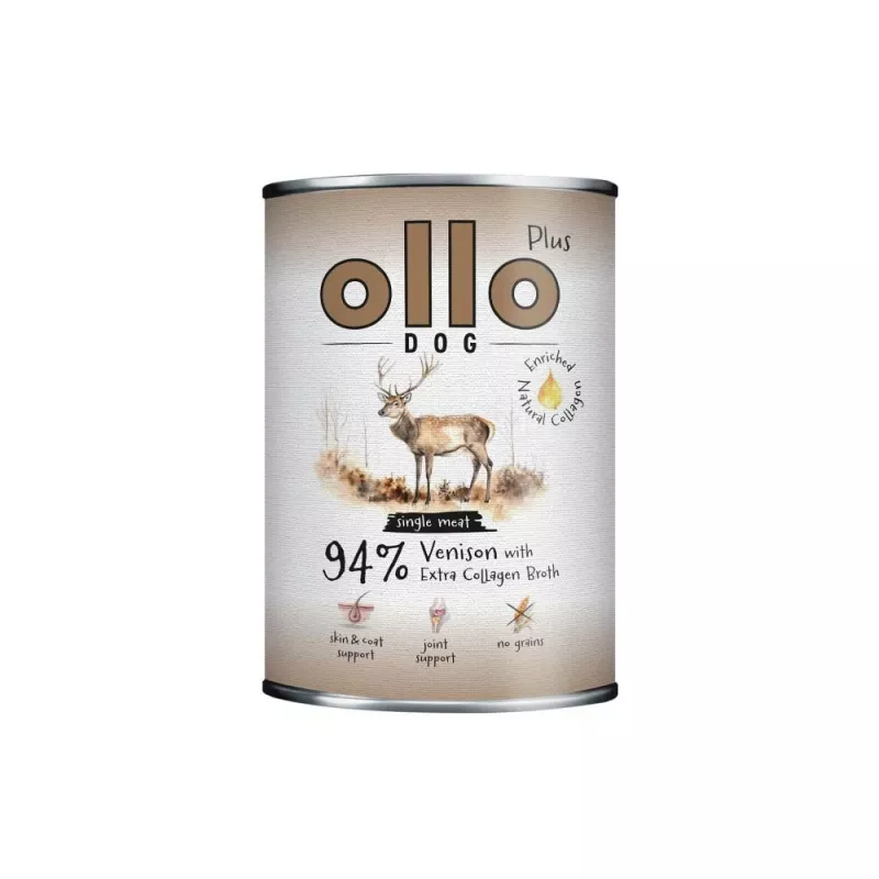 Ollo Plus Kolagen Venison 400 g šunų ėdalo skardinė