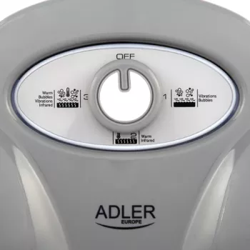 Kojų masažuoklis Adler AD 2167 su ritininiu ir vibruojančiu masažu, šiluma, reguliuojamu intensyvumu, 80 W, pilkai baltas
