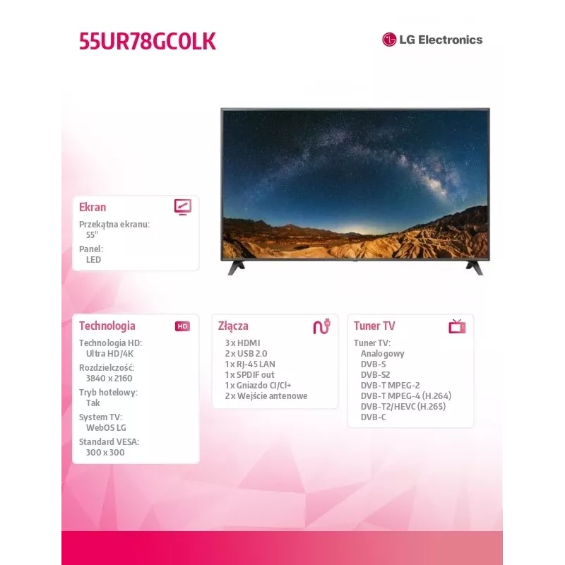 LG televizorius LCD 55/55UR78GC