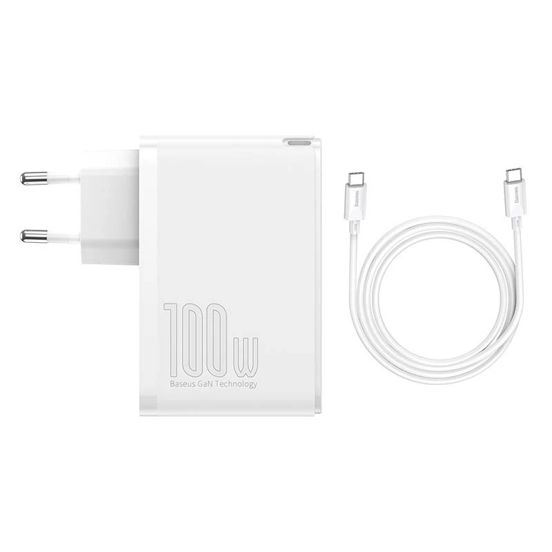Travel Charger Baseus GaN2 Pro Quick 2x USB + 2x USB-C, 100W, EU (Balta)