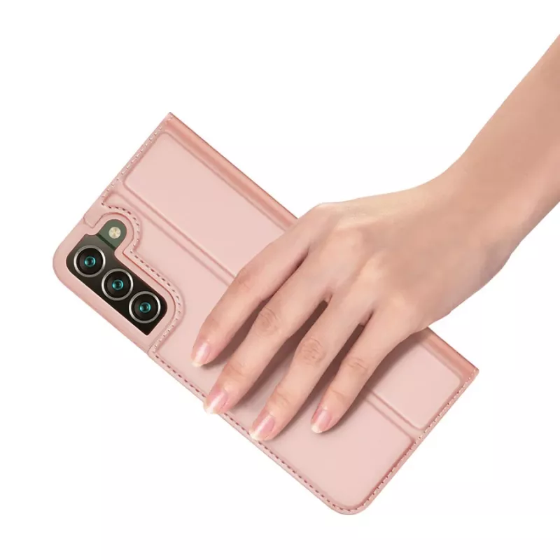 Dux Ducis Skin Pro holsterio dangtelis su atvartu Samsung Galaxy S22+ (S22 Plus) rožinis