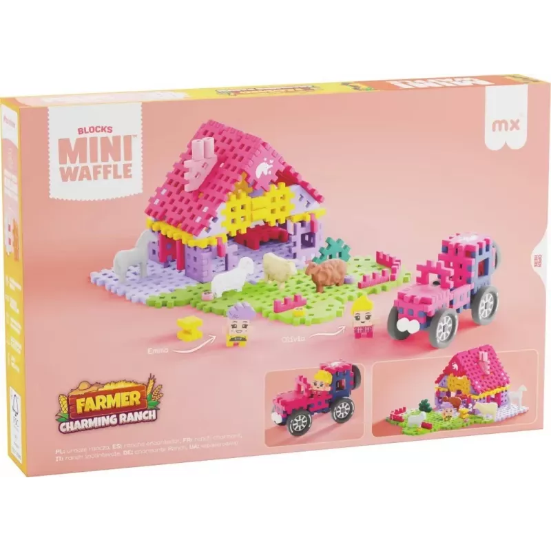 Žaislinis konstravimo rinkinys Marioinex Mini Waffle 112 dalių – Ūkininkas Urocze Ranczo, įvairiaspalvis, amžius 6+