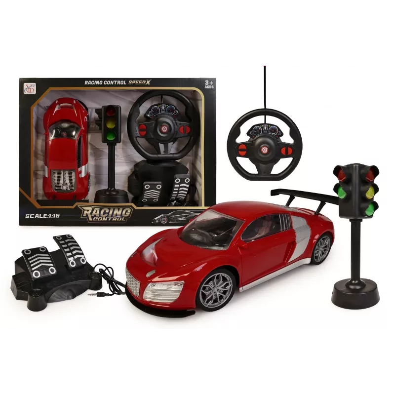 Radijo bangomis valdomas automobilis Artyk modelis 177927 su vairo formos valdikliu ir šviesos signalais