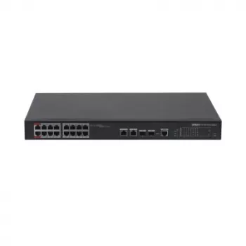 Nevaldomas gigabitinis eterneto komutatorius DAHUA PFS4218-16ET-240, 16x RJ-45 PoE prievadų, 8,8 Gbit/s, MAC 4000