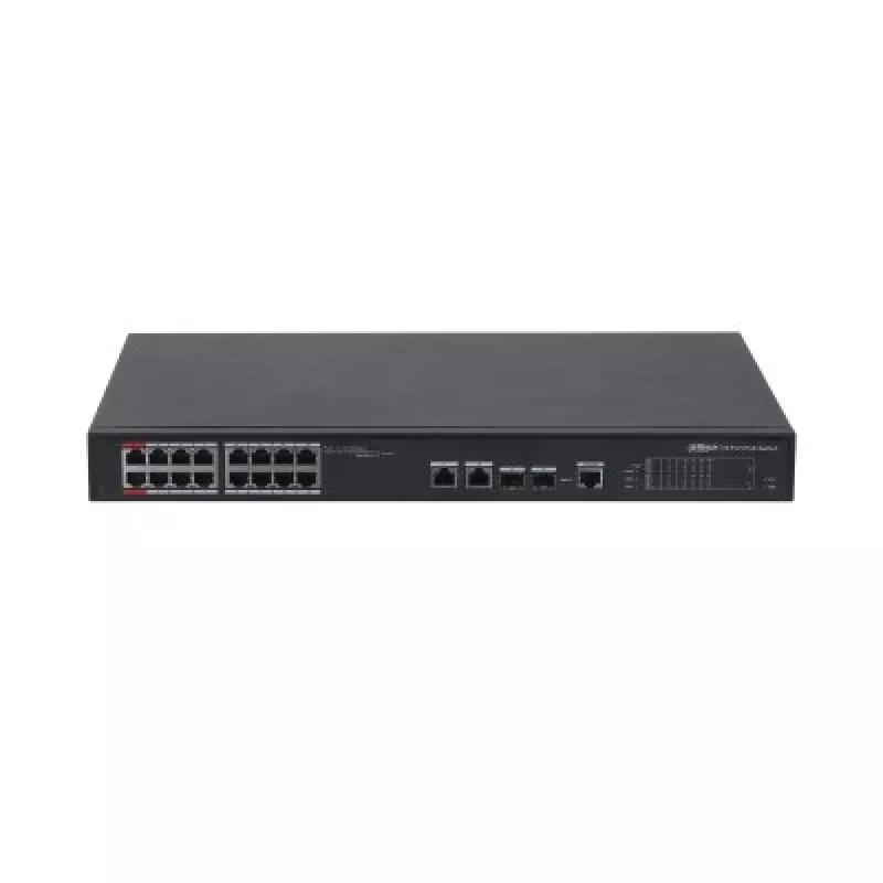 Nevaldomas gigabitinis eterneto komutatorius DAHUA PFS4218-16ET-240, 16x RJ-45 PoE prievadų, 8,8 Gbit/s, MAC 4000