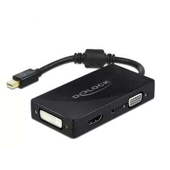 Adapter DeLOCK Mini DisplayPort 1.2 į VGA HDMI DVI Audio 4K Pasyvus Juodas