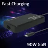 Qoltec 90W GaN Super Fast SLIM sieninis įkroviklis | XP | 5-20V | 4,5A | USB-C 3.1 | Nešiojamam kompiuteriui | MacBook | Išmaniajam telefonui | + laidas