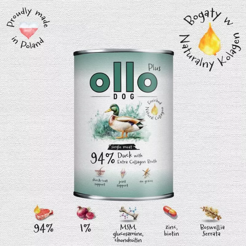 Ollo Plus Kolagen antienos 400g šunų ėdalo skardinė