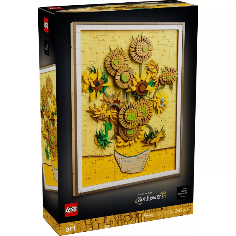 Sienų mozaikos rinkinys LEGO Art Vincent van Gogh Saulėgrąžos 3D mozaika, sienų meno rinkinys, 2615 dalių, 540×410×50 mm