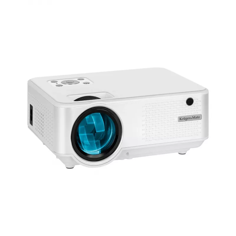 Standartinio nuotolio projektorius kruger & matz V-LED20 FullHD 1080p 1920×1080, LED, 1,4:1 projekcija, 15–150 colių ekranas, Bluetooth, 3 W garsiakalbis