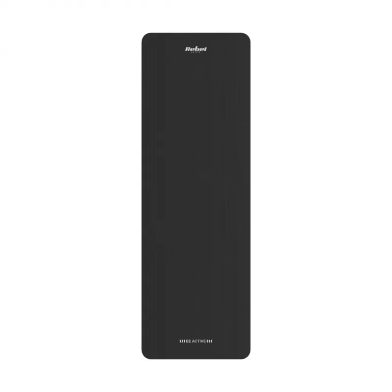 Gimnastikos kilimėlis jogai, pilatesui, fitnesui, 183x61cm, storis 6mm, TPE medžiaga, juodas, REBEL ACTIVE