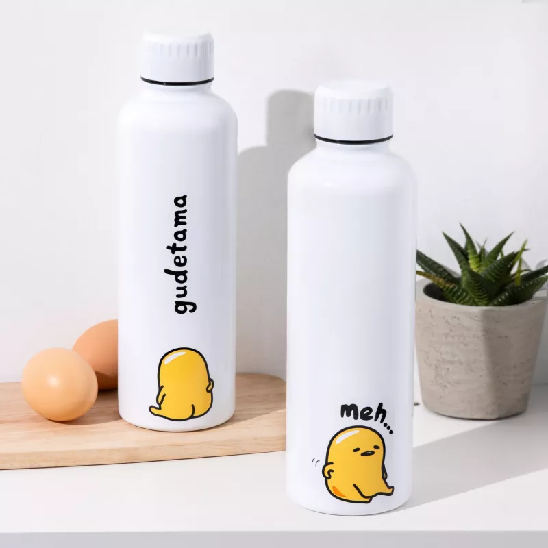 Metalinis vandens butelis Paladone Gudetama — izoliuotas nerūdijančio plieno butelis su personažo dizainu
