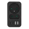 Maitinimo skirstytuvas MACLEAN MCE249 F/B — 2 kintamosios srovės lizdai (16A + 6A) su 2×USB-A ir 2×USB-C PD 20W, EU kištukas, juodas