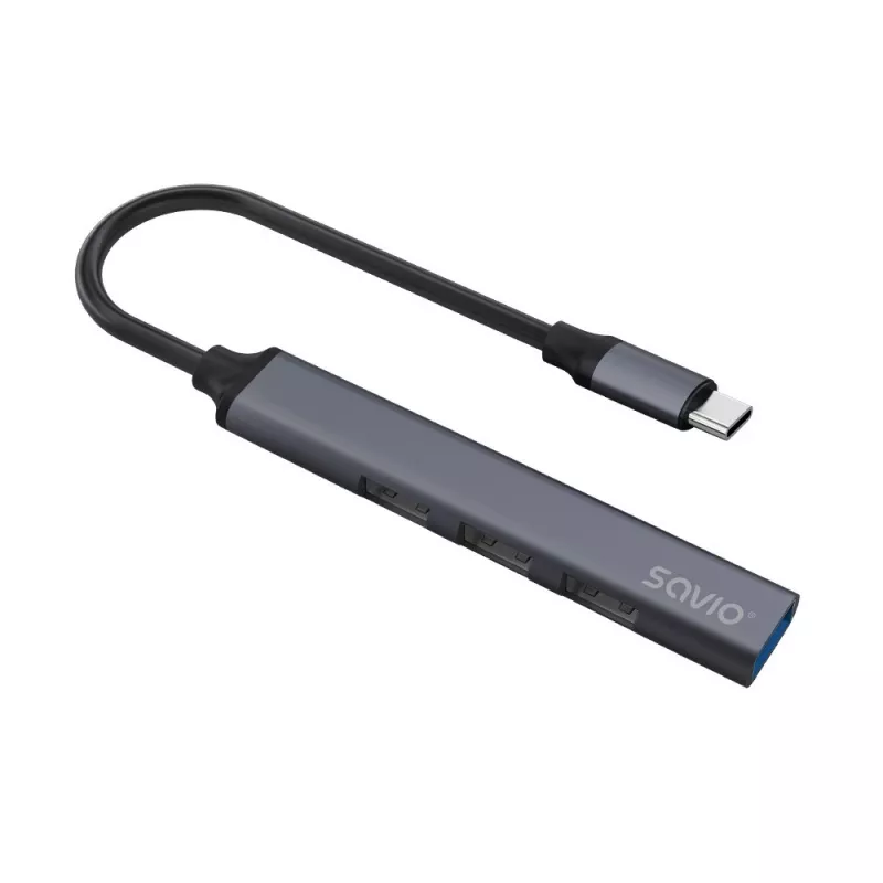 USB 3.0 4 prievadų sąsajos šakotuvas SAVIO AK-71 su USB-C, 5000 Mbit/s, 2 metų garantija