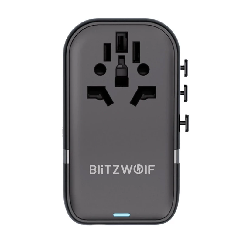 Keliautojų adapteris BlitzWolf BW-TA2 5-in-1 su 2×USB Power Delivery 100W, kelių formatų lizdas